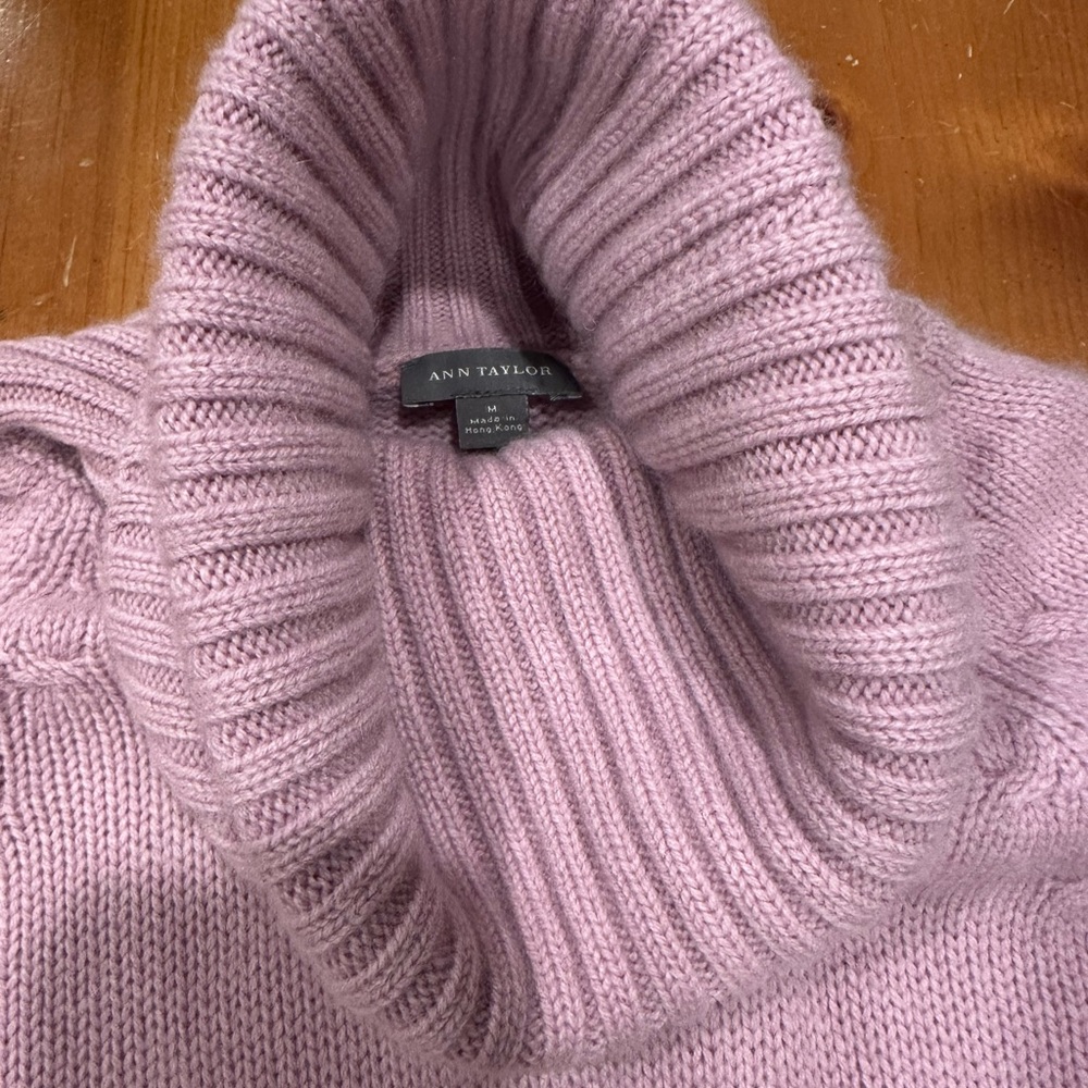 Ann Taylor Soft Lilac Cowl Neck Sweater
